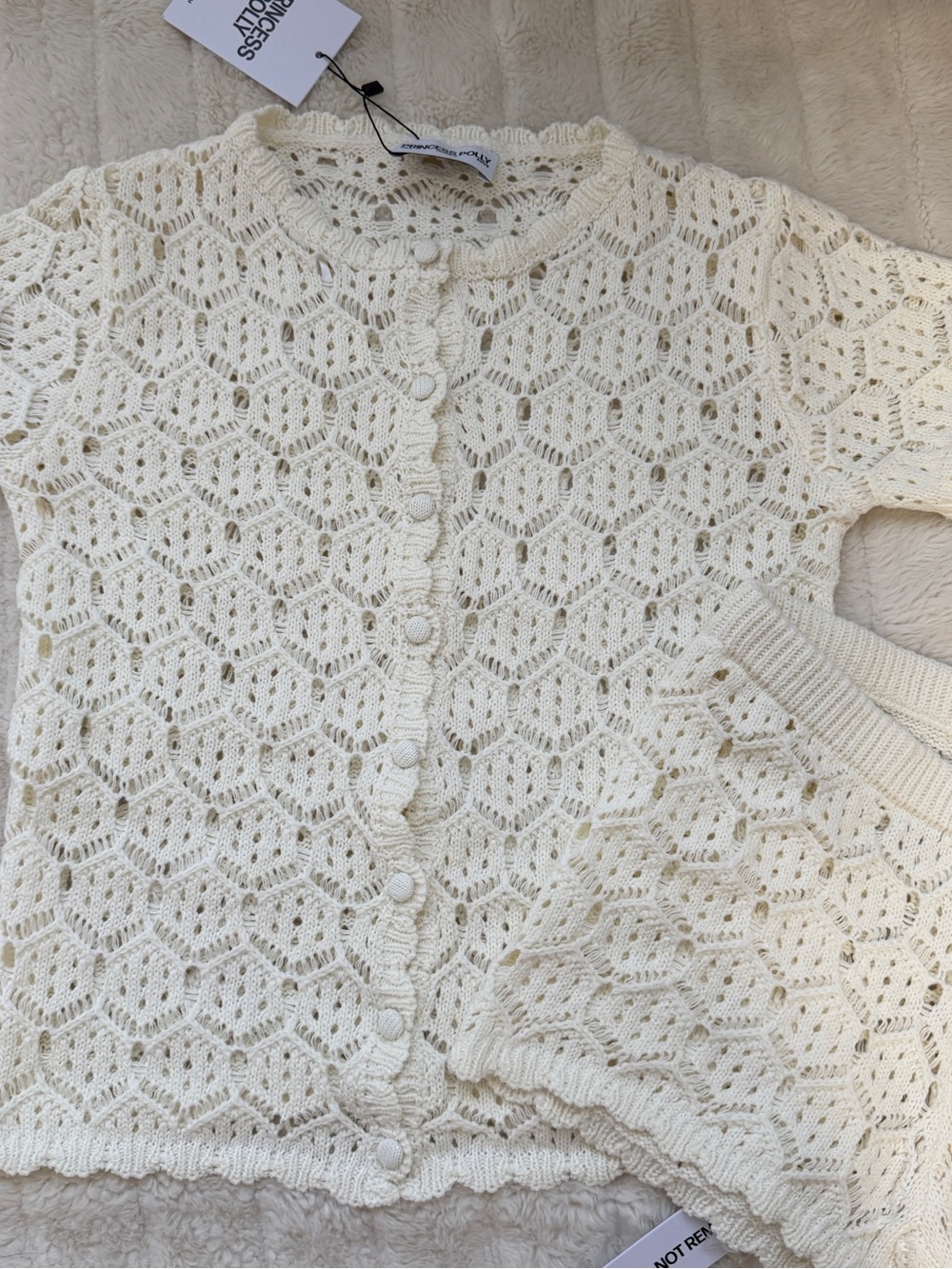 Princess Polly Cream Crochet Knit Short Set - Picture 2 of 4